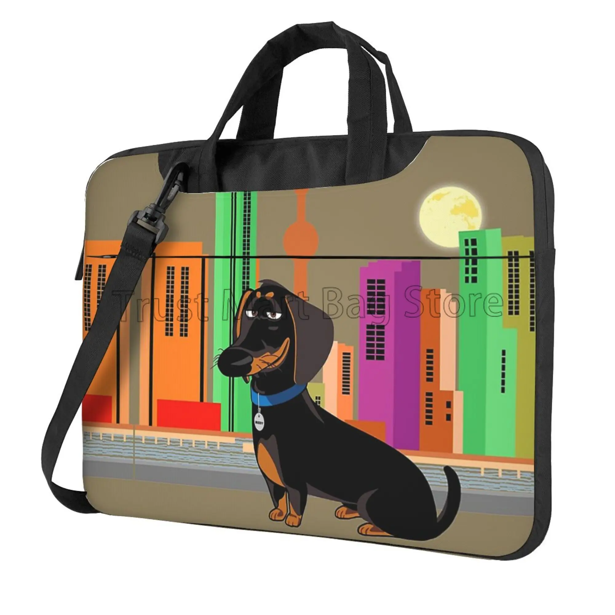 Tablet Shoulder Bag - Schattige Teckelprint Laptop Draagtas Notebook Ultrabook