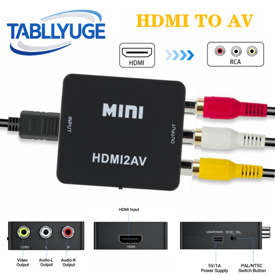 Hdmi Adapter Tablet - TABLLYUGE 1080P HDMI-compatibel naar AV RCA