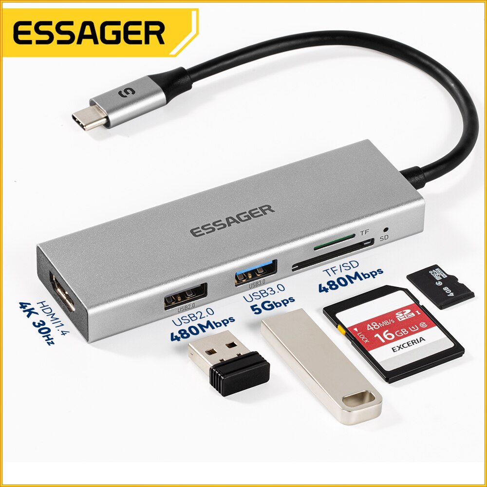Essager 5 In 1 Usb C Hub HDMI- - Hdmi Adapter Tablet recensie en prijs